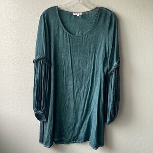 On the Road top balletcore softgirl size Small teal blue green blouse Rayon